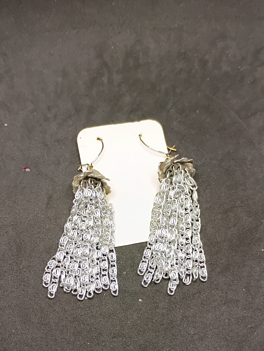 Silver Chain Tassel Drop Earrings